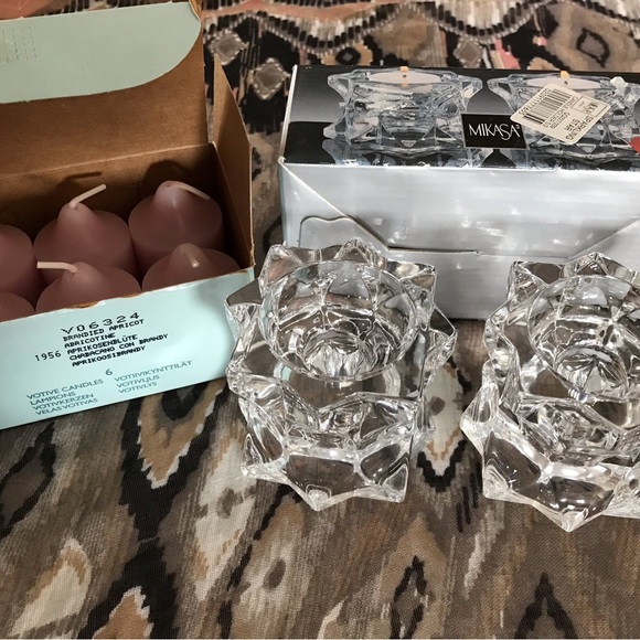 2 way Mikasa candle holders with 6 pink notive party lite candles - Picture 4 of 10